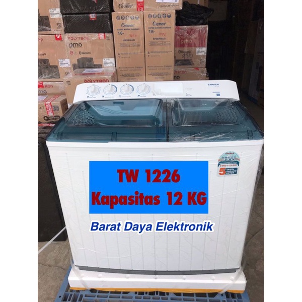 MESIN CUCI SANKEN TW 1226 - TW 1556 / 2 TABUNG 12 KG - 14 KG Kapasitas Besar Low Watt