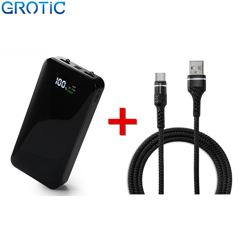 

GROTIC Fast Charging Powerbank 20000mAh 3.1A (GYF20) + Kabel Data Micro USB / iPhone / Type-C
