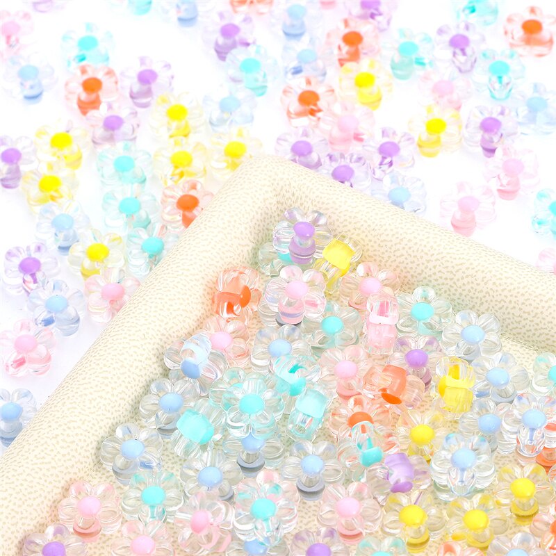 50Pcs 12mm Stars Clear Acrylic Sunflowers Loose Spacer Beads Charms for DIY Jewelry Craft Making Bracelets Handmade Accessories