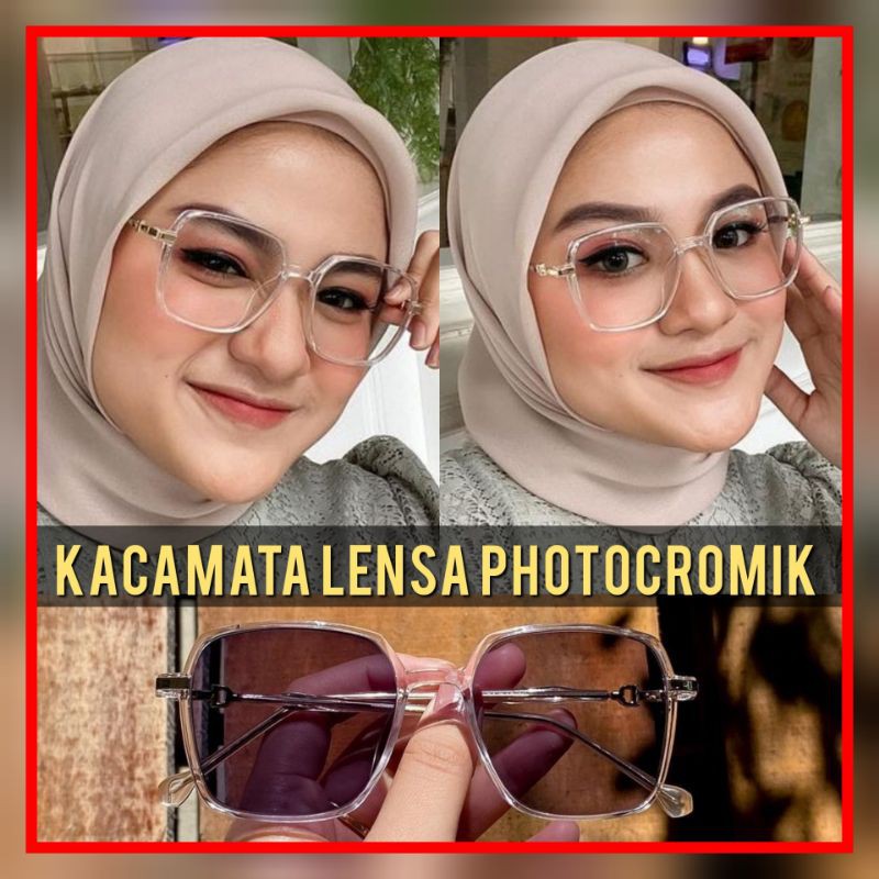Kacamata kotak wanita Photocromik 8164 bisa minus