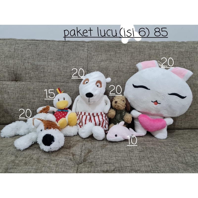 Boneka paketan isi aniing, bebek, bernard bear, anjing old navy, kelinci besar
