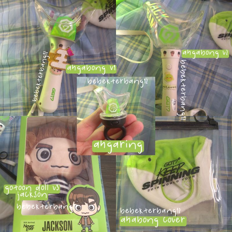 Ahgabong Got7 Lighstick V1 V2 , benefit , photocard , ahgaring, gotoon doll v3 jackson , ahgabong co