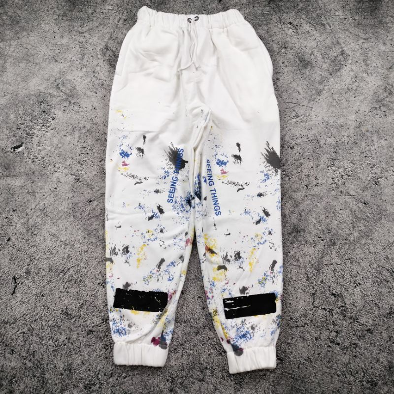 LONG PANTS OFF WHITE GALAXY / JOGER PANTS / CELANA PANJANG FULLTAG &amp; LEBEL