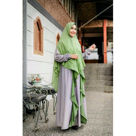 Dijual Jual Gamis Set Abaya Aafia Dress CLOUD by Amily Hijab Toyobo Polos Ready stock Diskon