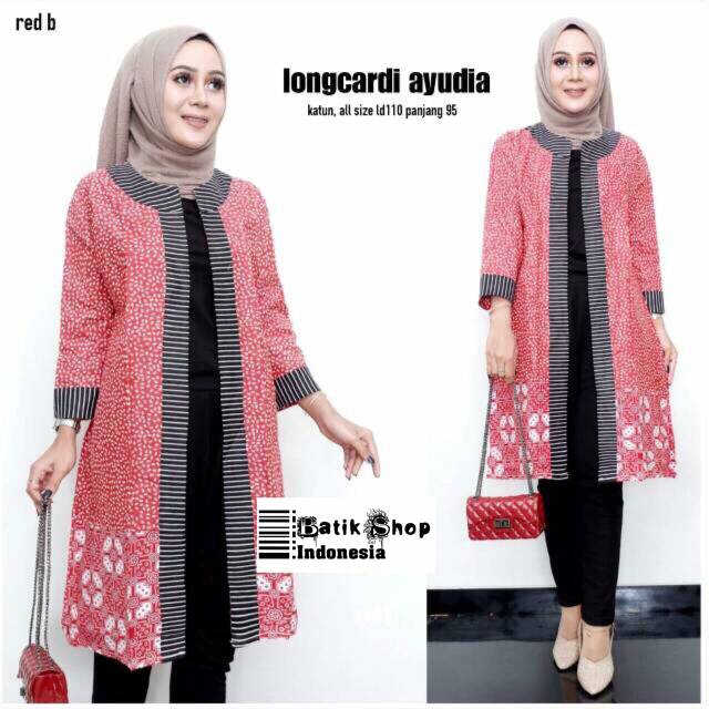 Cardi Ayudia Batik Soft Kardigan Formal Kerja Kantoran Outerwear Muslim Casual Kondangan Lengan Panjang