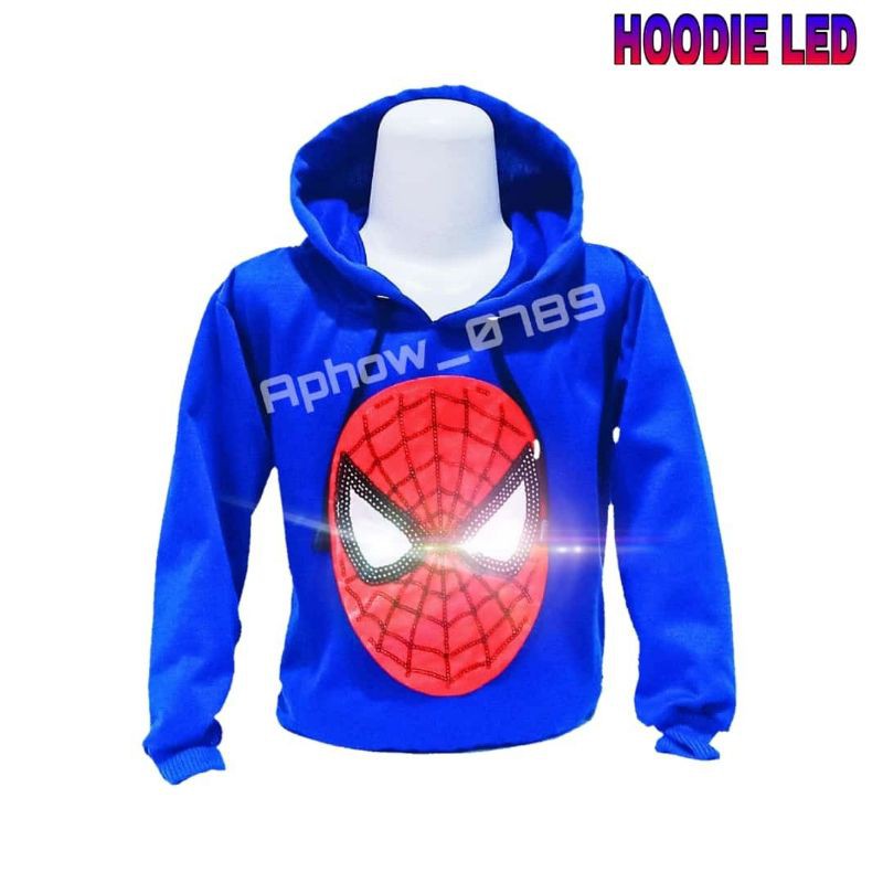 Jaket sweater Hoodie anak laki-laki karakter superhero LED | real pict | Usia 2-9thn