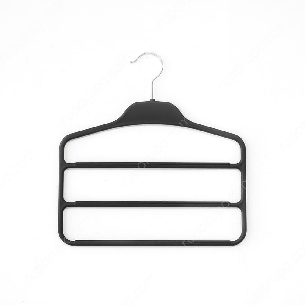 Hanger Celana Non Slip 3 Tingkat / gantungan celana anti slip / kastok celana / NON SLIP PANTS HANGER W/ 3 BARS BLACK