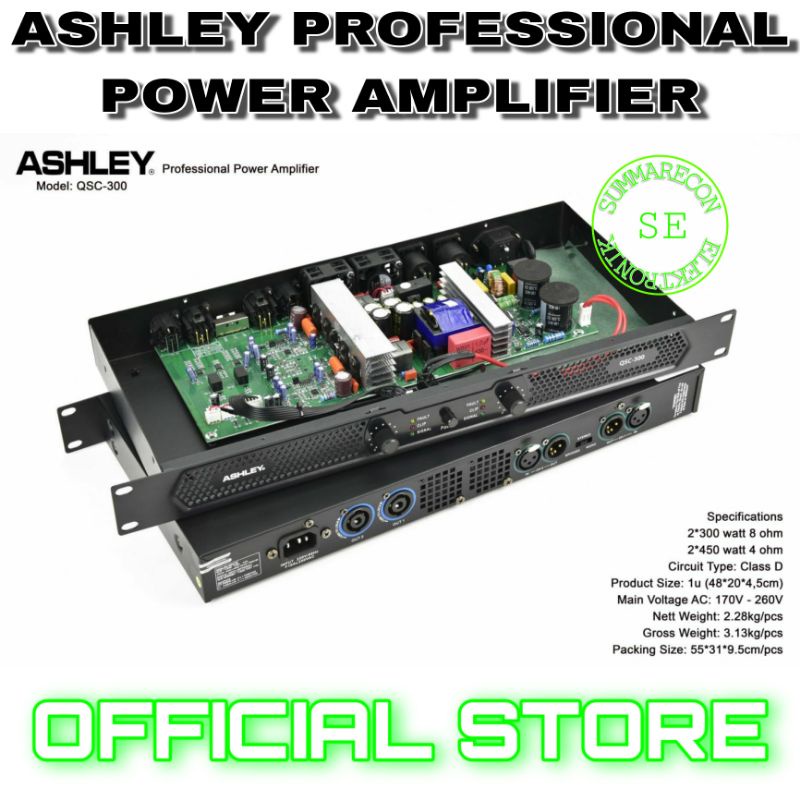 power amplifier 2 channel original ashley qsc300 power amplifier