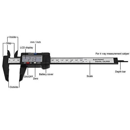 Digital Caliper 0-150mm Jangka Sorong Sigmat Penggaris Digital Bahan Plastik Carbon Fiber Ringan Akurat Plus Baterai Vernier Portabel