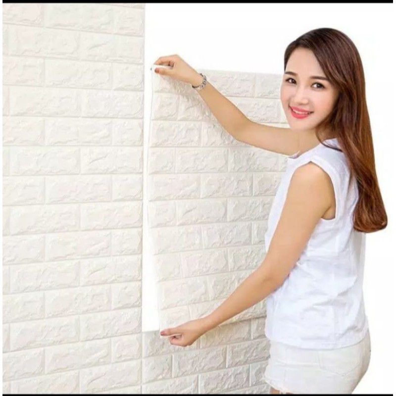 wallpaper dinding 3D bata putih