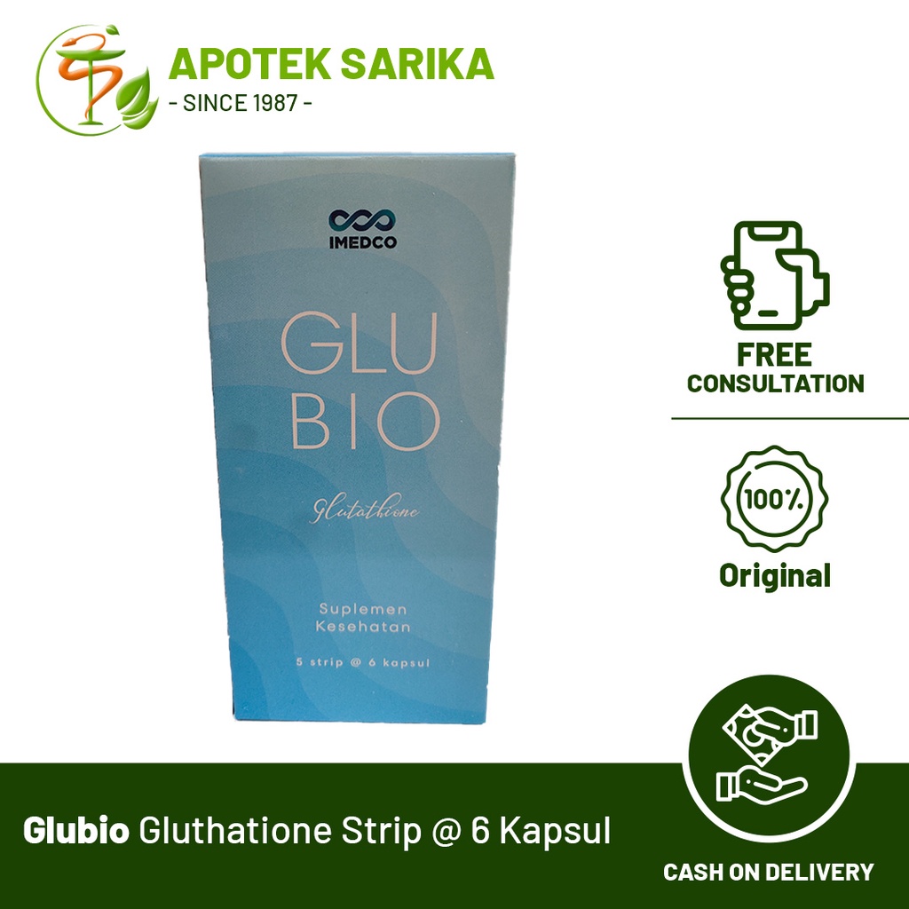 Glubio Glutathione 500mg Strip Isi 6 Tablet / Suplemen Vitamin Pemutih Kulit