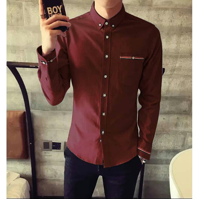 Ekslusive  Kemeja Pria Lengan Panjang | Pakaian Atasan Pria Kantor Polos | Baju Flanel | Baju Korea