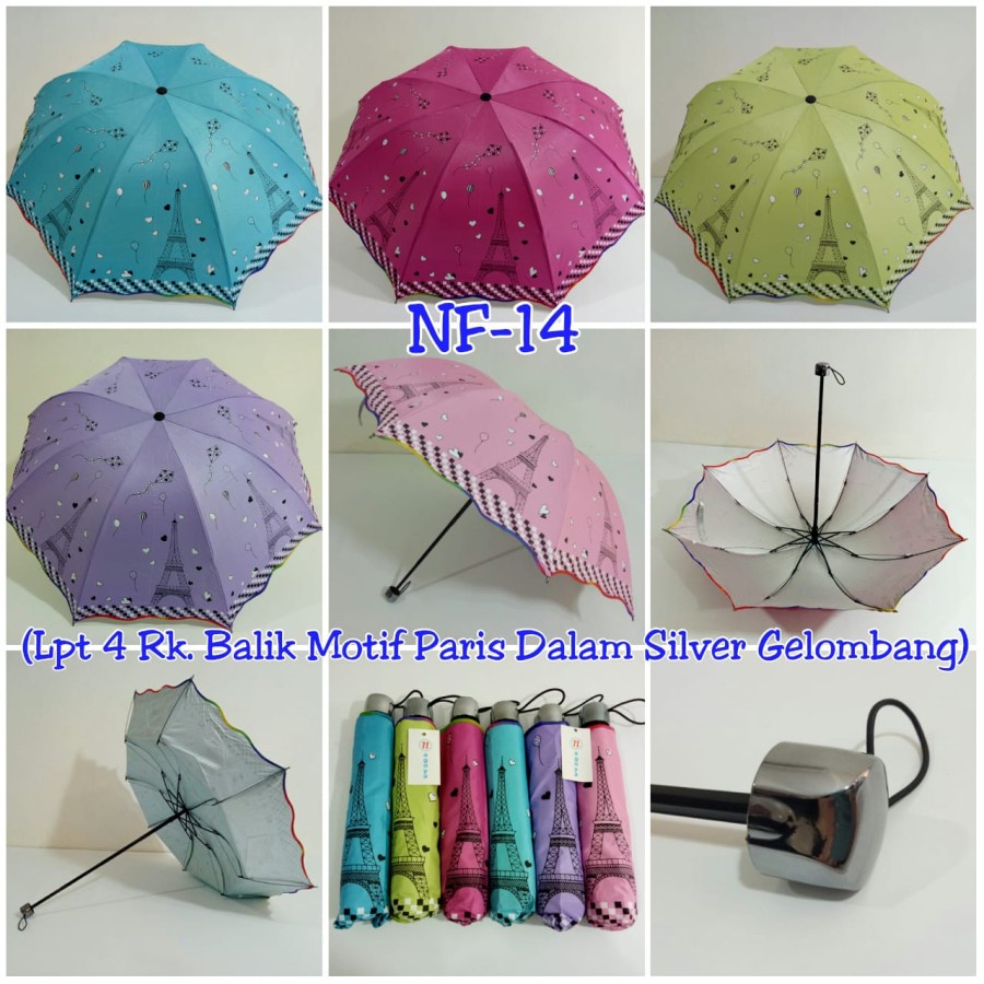 Payung Lipat 3 Motif PARIS MENARA EIFFEL Kuat Kokoh Trendy Anti Angin Nagoya NF 14