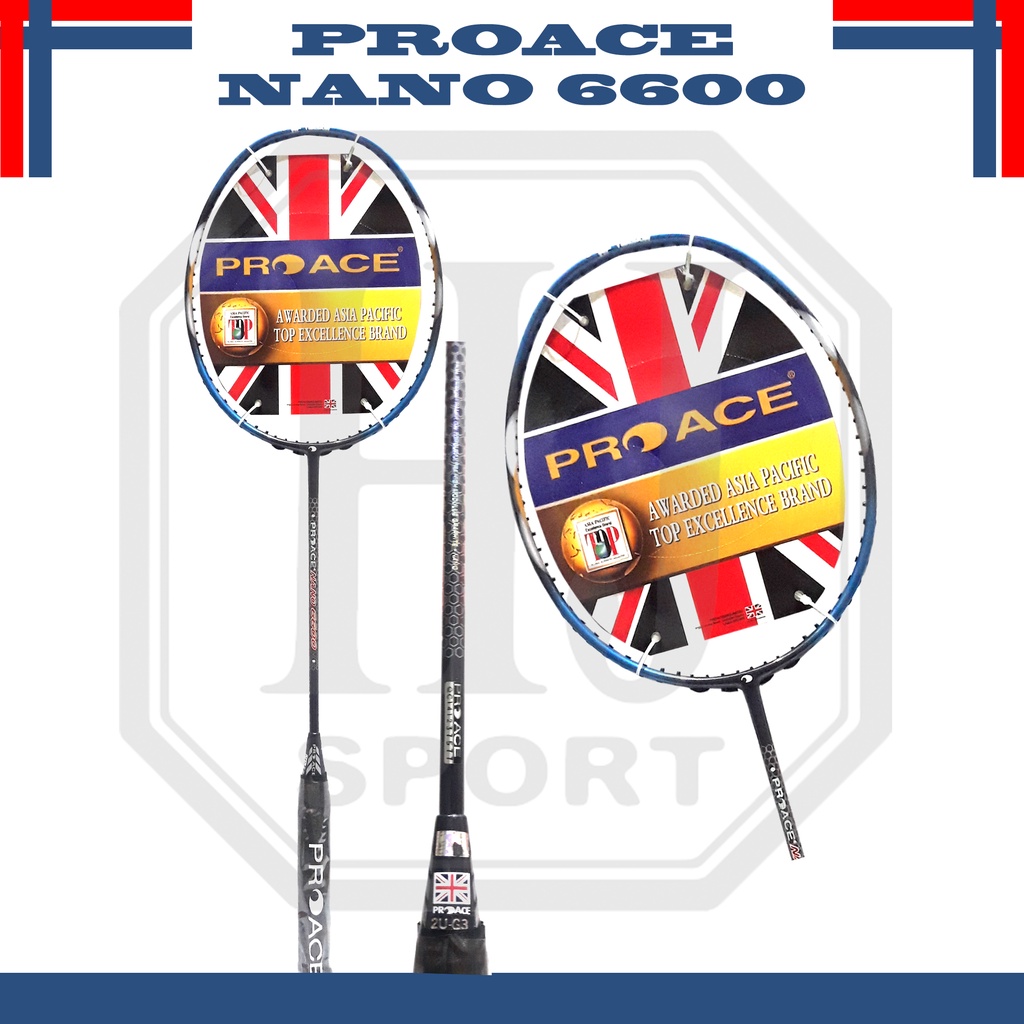 Raket Badminton Original Pro Ace NANO 6600 Bonus Komplit