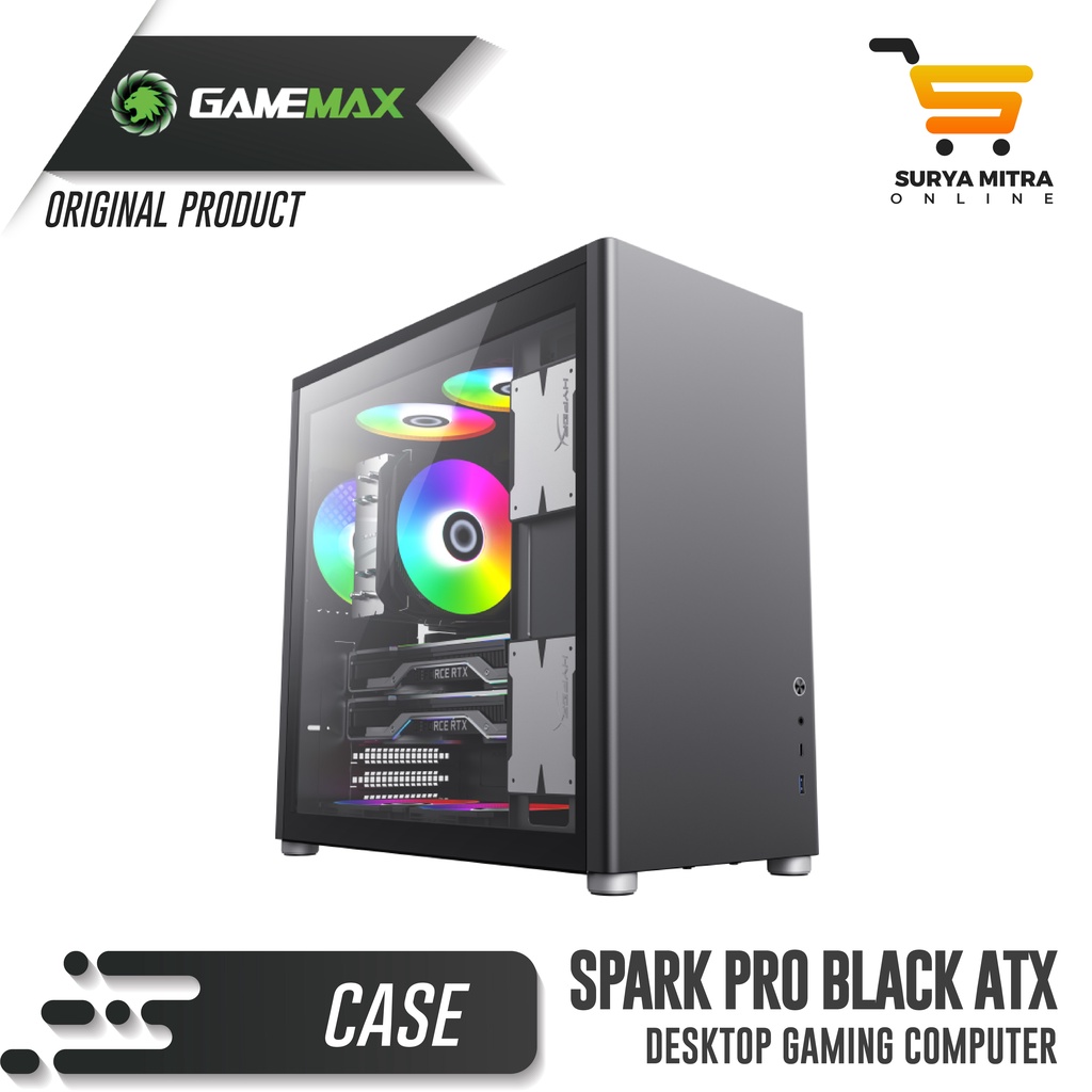 GameMax Spark Pro Black ATX Gaming PC Case