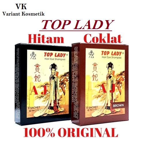 Top Lady Hair Dye Shampo - Hitam - Cokelat - Top Lady Semir Rambut