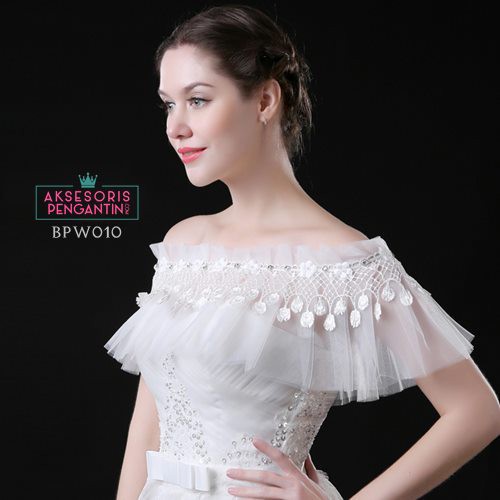 [READY STOCK] BOLERO PENGANRTIN AKSESORIS WEDDING LACE BROKAT PUTIH BPW010