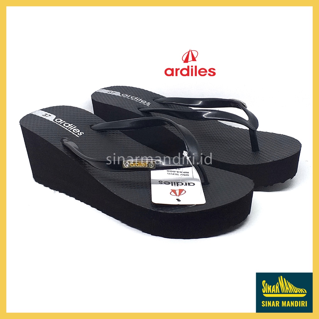 Sandal Wedges Wanita Ardiles Tefity Ringan Anti Air Awet Jinjit Jepit 36-40 Merah Hitam Coklat-1