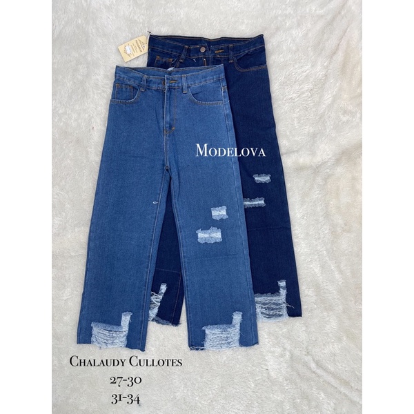 MDLV ~ CELANA JEANS KULOT CHALAUDY CULLOTES CELANA JEANS KULOT SOBEK CELANA PANJANG WANITA IMPORT