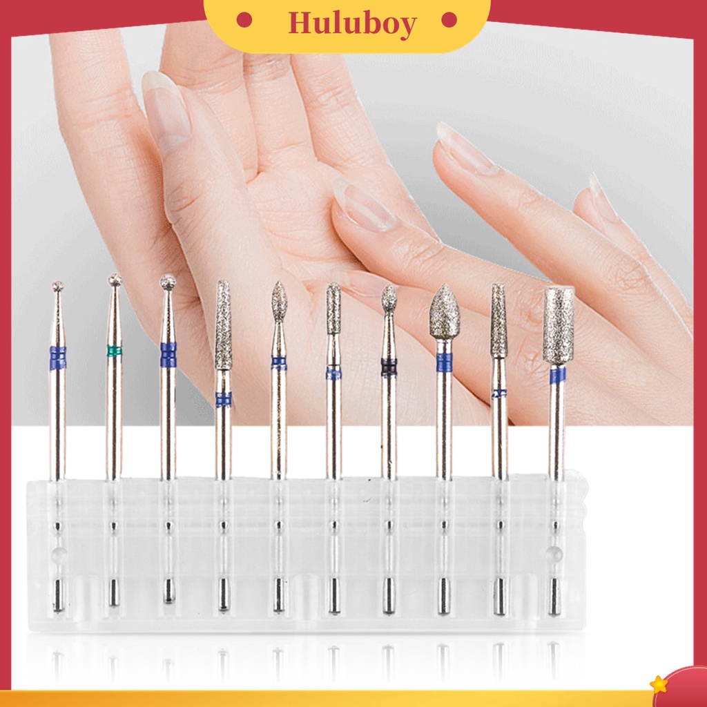 Huluboy Huluboy♡ 10pcs / Set Mata Bor Poles Kuku Bahan Tungsten Steel Tahan Lama Untuk Manicure Wanita