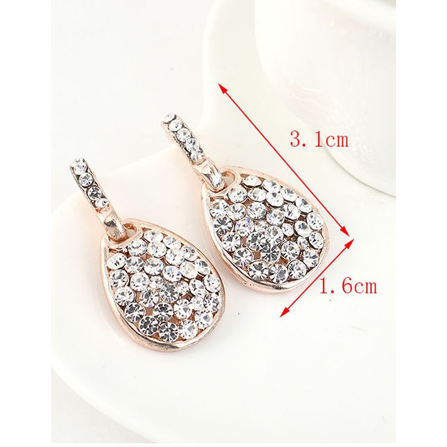 LRC Anting Tusuk Fashion 14k Gold Drop-shaped Cutout Stud Earrings With Rhinestones Y63697