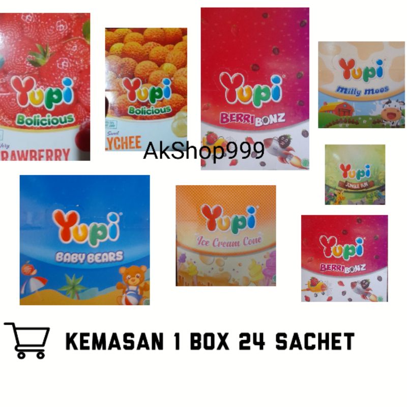 

Yupi Bolicious Lecy Fruit Juice Jelly Candy - 1 kotak isi 24 pcs