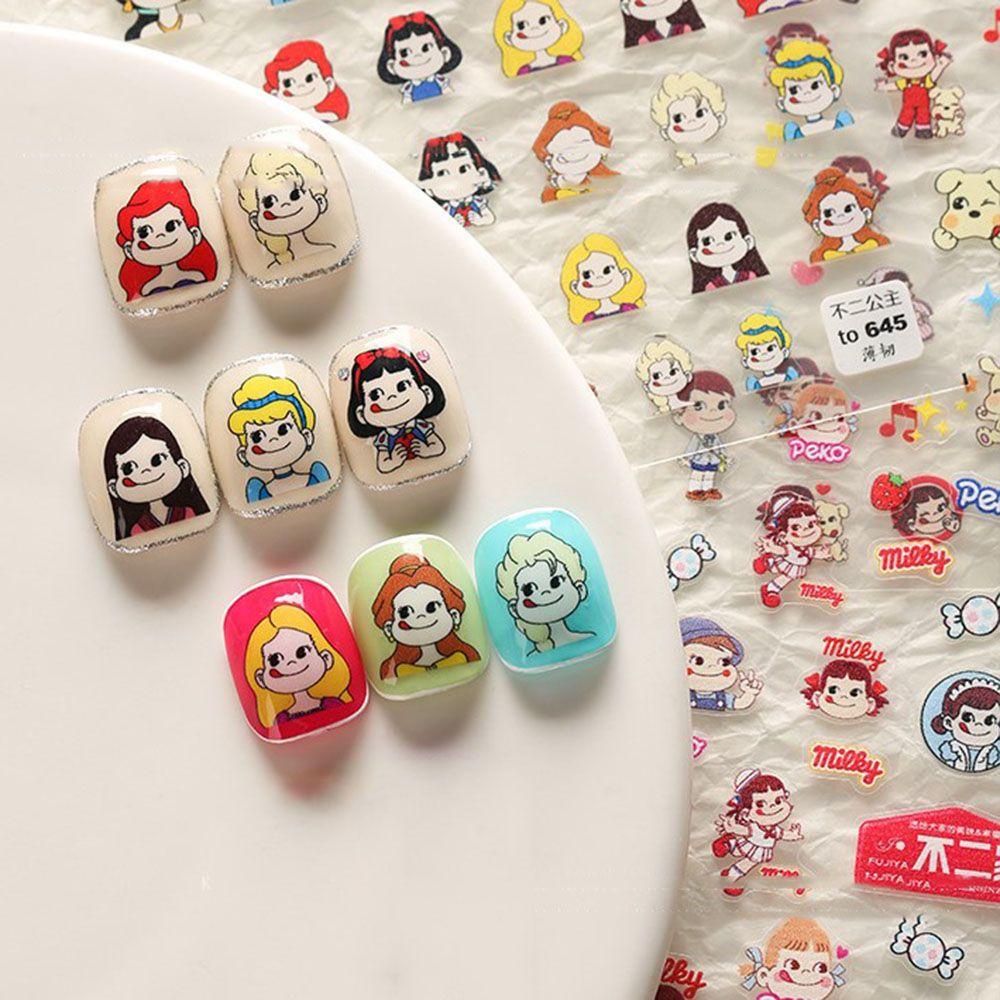 AUGUSTINA Agustinina Princess Nail Art Stiker Indah Karakter Kartun Jepang Strawberry Perekat Relief Manicure Aksesoris