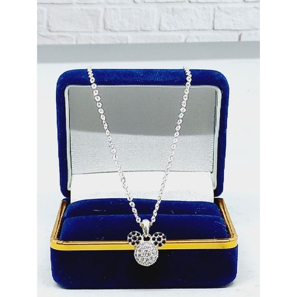 KALUNG NORI UKIR ANAK + LIONTIN KEPALA MICKEY MOUSE MP KOMBI MT HITAM/ KALUNG PERAK ASLI SILVER 925 LAPIS EMAS/ KALUNG FASHION ANAK TERBARU