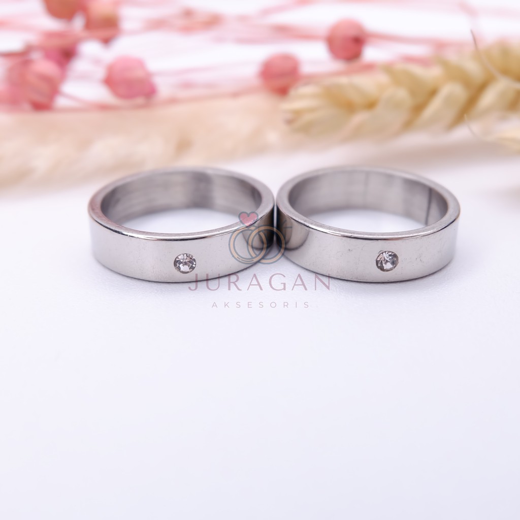 [UKIR NAMA + BOX HATI] Cincin Couple BUCIN Titanium M58 BONUS Gelang Couple