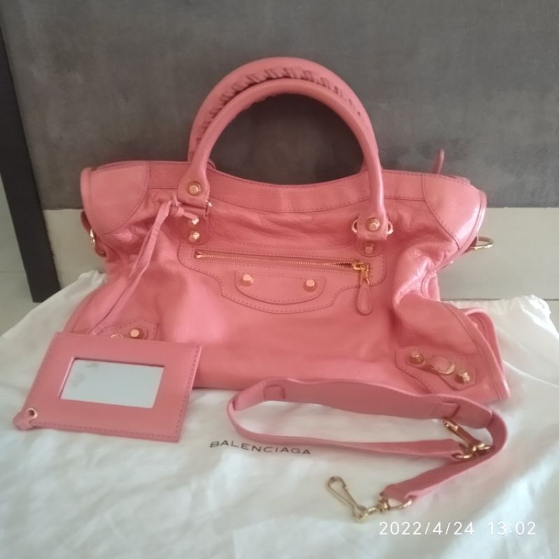 tas balenciaga city pink salmon preloved