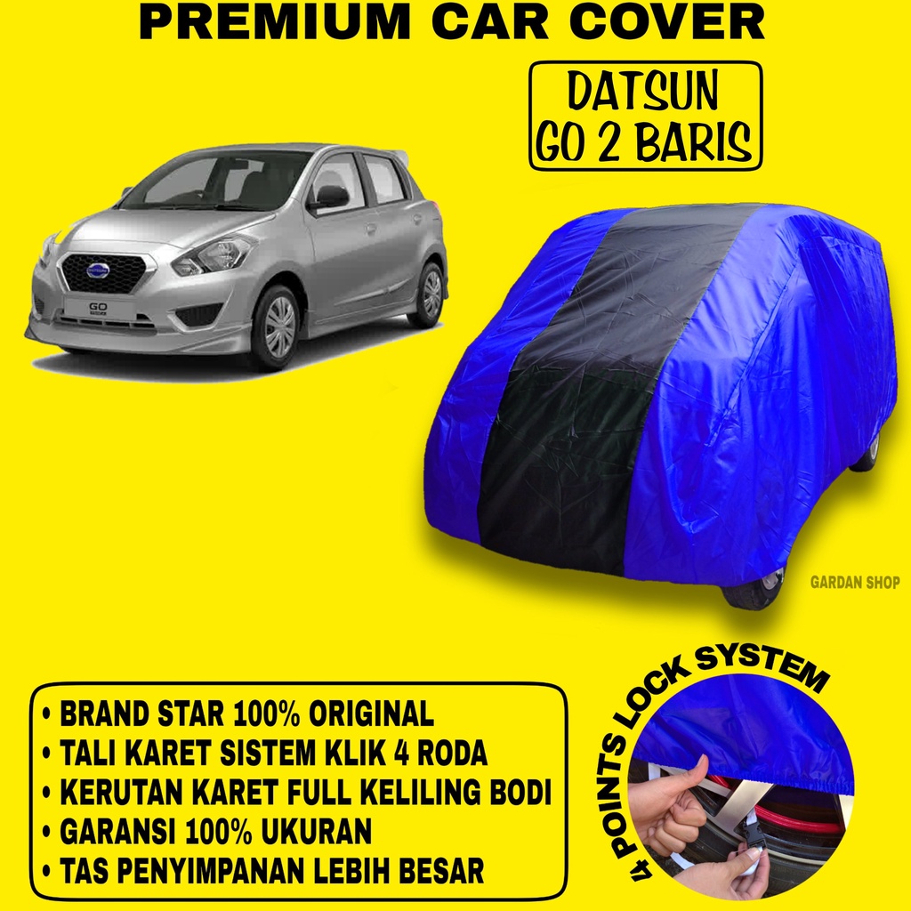 Body Cover DATSUN GO 2 BARIS BIRU HITAM Penutup Bodi Mobil Datsun Go 2 Baris Waterproof PREMIUM