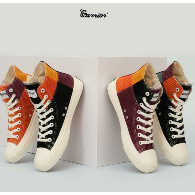 sepatu warrior Rainbow high black purple original produk lokal terlaris dan termurah
