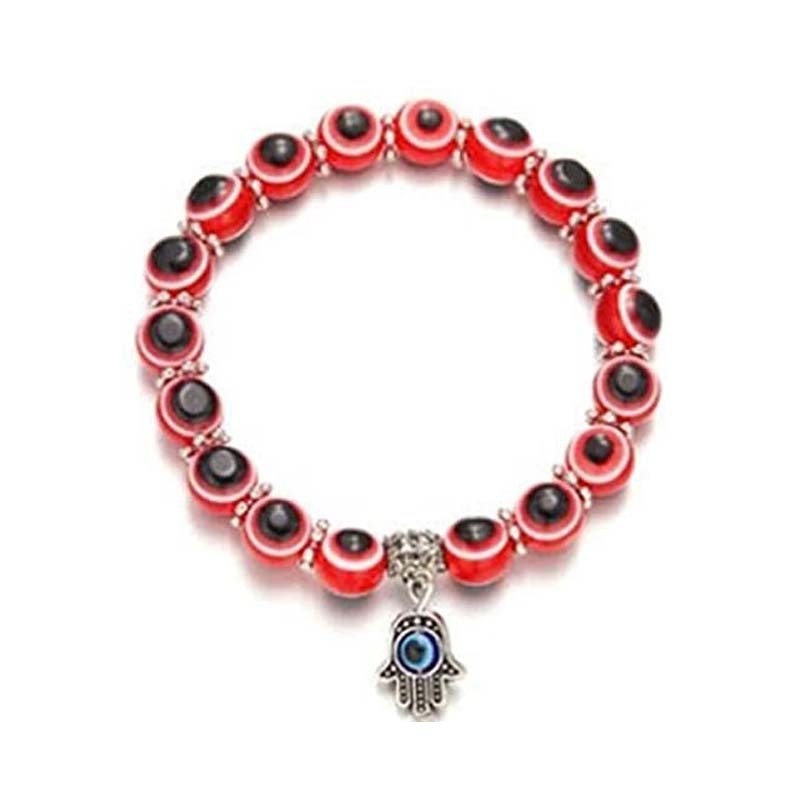 Gelang Tangan Manik-Manik Resin Elastis Desain Evil Eye Fatima Turki Untuk Pria / Wanita