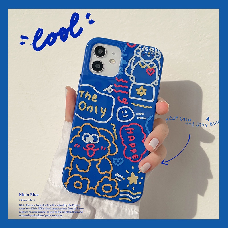 IPHONE Soft Casing Hp Motif Cat Biru Untuk Iphone7 8plus XR XS 11 12 13 14 MINI PRO MAX SE 2020