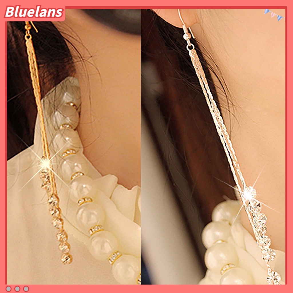 Anting Berlian Imitasi Bahan Alloy Tahan Tarnish Gaya Elegan Untuk Wanita