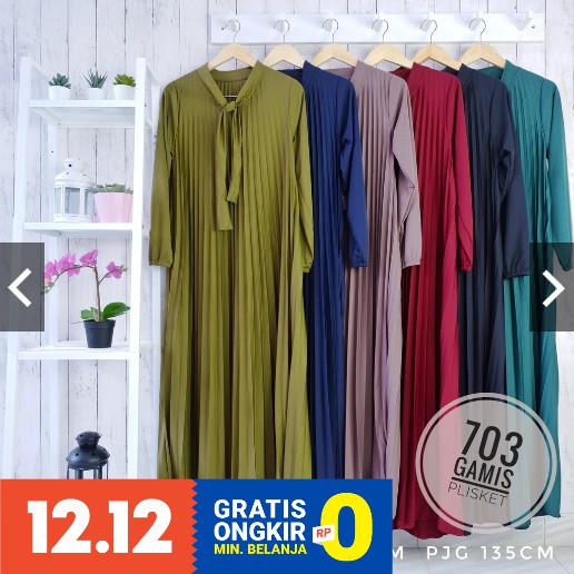 BD 703 - GAMIS PLISKET LEHER DASI MODEL PITA REMPEL MAYUNG HYGET MUSLIM POLOS ABG MURAH MAXY PANJANG