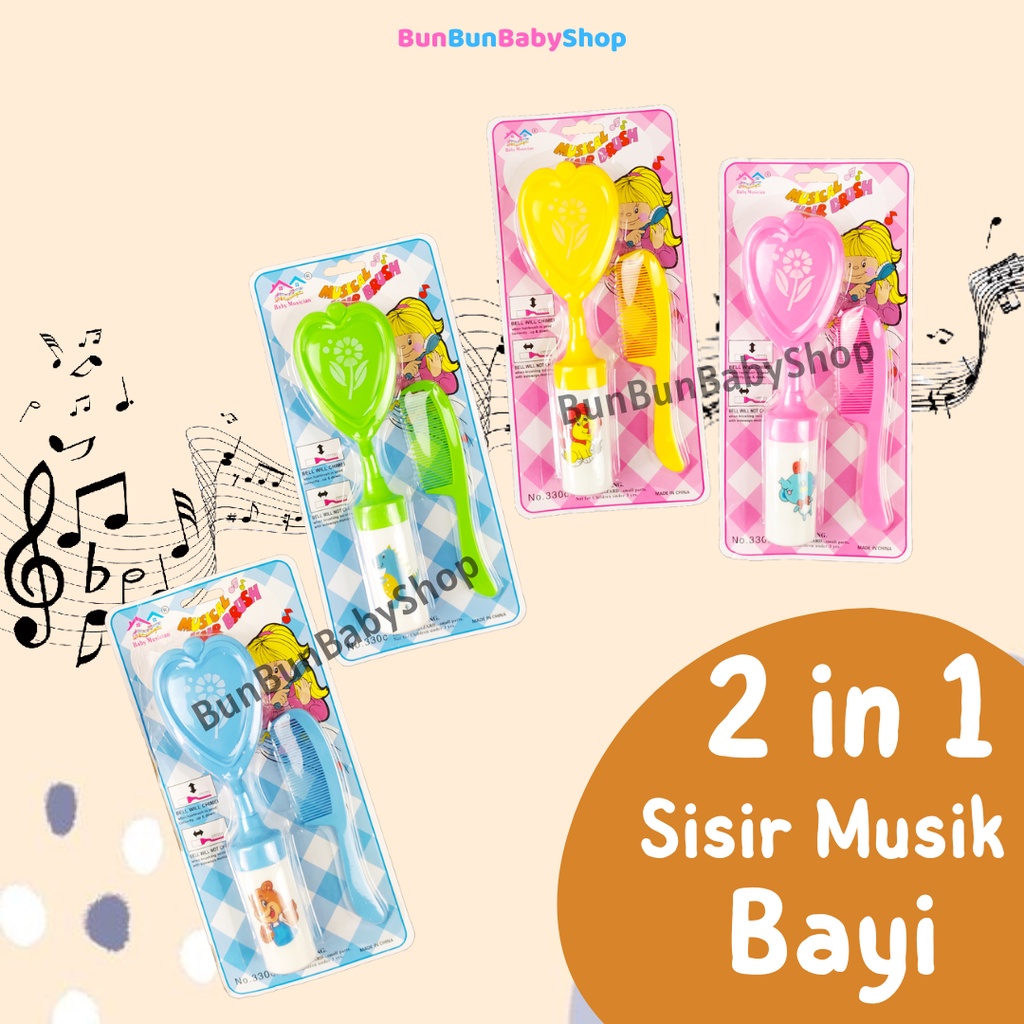 2in1 Sisir Musik Musical Hair Brush Baby New Born Perlengkapan Bayi Baru Lahir Bunyi Lonceng Perawatan Rambut Aksesoris Unisex Bunbunbabyshop