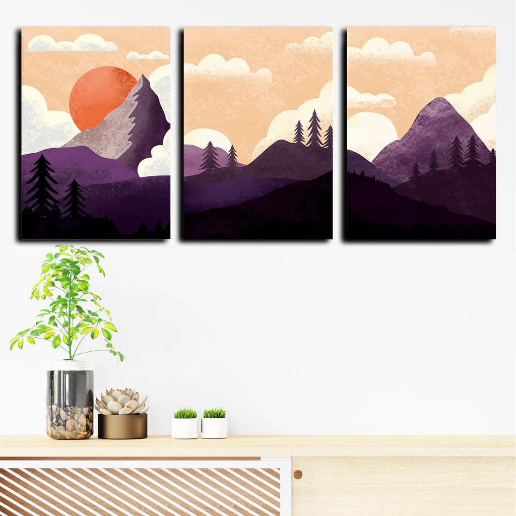 HIASAN DINDING ABSTRAK (20X30CM) WALL DECOR PAJANGAN DINDING POSTER KAYU ABSTRAK PEMANDANGAN