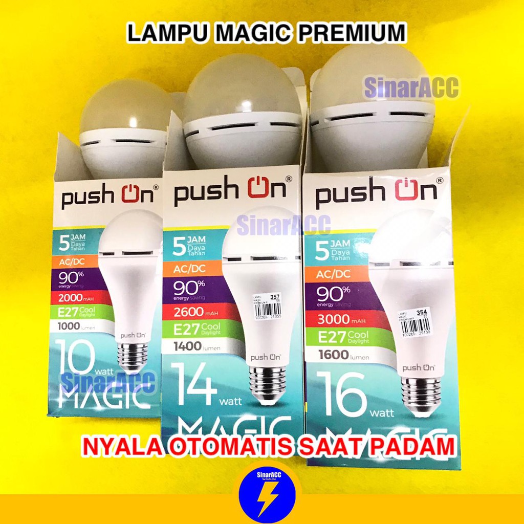 Lampu magic PUSH ON PREMIUM 10w / 14w / 18w lampu padam otomatis lampu emergency lampu sentuh nyala