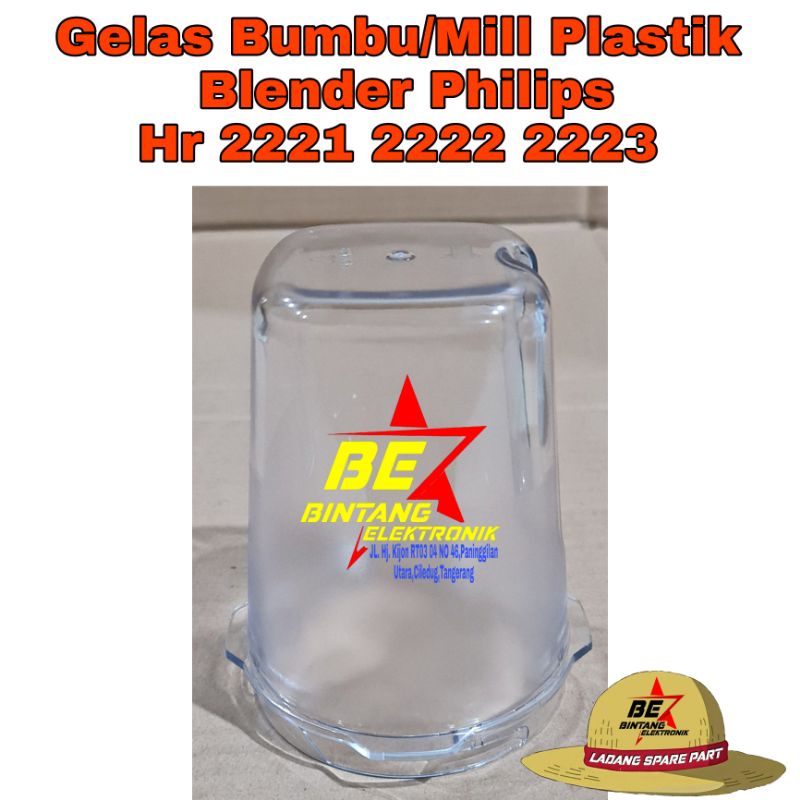 Gelas Tabung Bumbu Blender Philips Hr 2221 2222 2223 Glas Plastik Mill