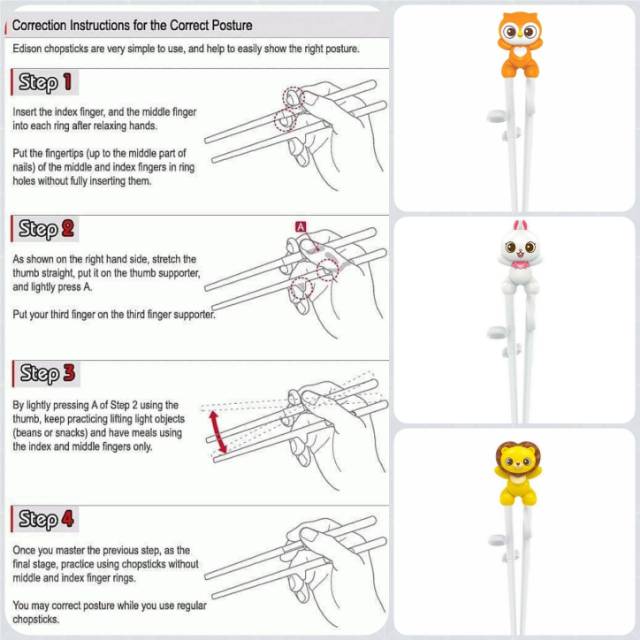 EDISON CHOPSTICK TRAINING OWL LION RABBIT PORORO SUMPIT BELAJAR ANAK