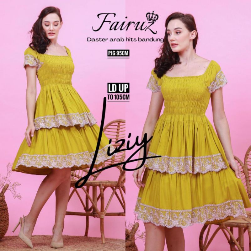 Daster Arab FAIRUZ LIZIY Mini Dress Kerut Smoke