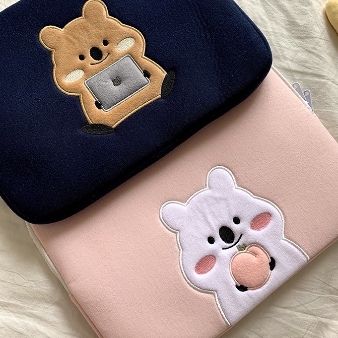 Sleeve Pouch Sarung Tas Bag Case Ipad Tab Tablet Macbook Air Pro Laptop Asus Acer Lenovo HP Huawei 11 12 13 14 15 inch Motif Gambar Tupai Squirrel Warna Biru Navy Pink Lucu Cute Murah Korean Model