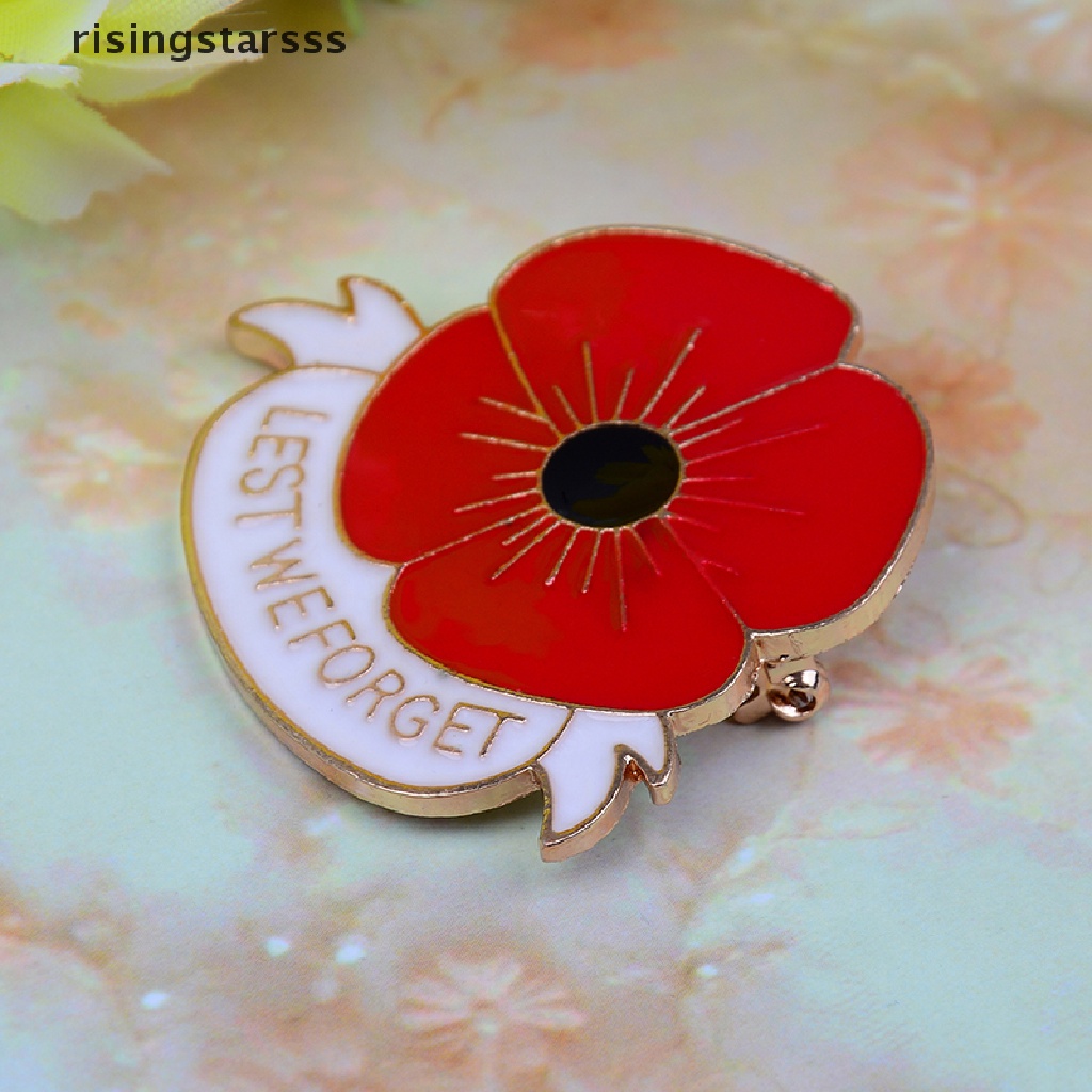 Bros pin Enamel Bentuk Bunga poppy Warna Merah Untuk Hadiah