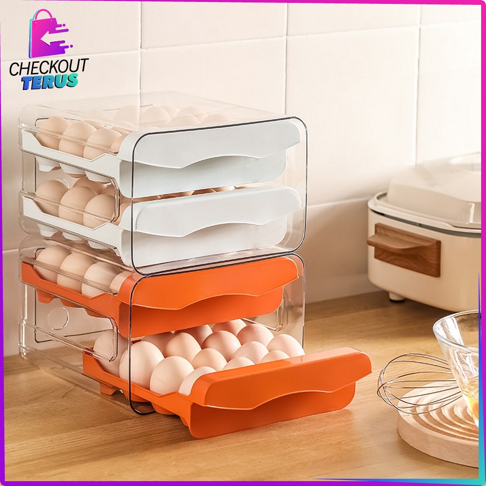 CT C410 Tempat Telur 2 Tingkat Kotak Penyimpanan Telor Serbaguna Kotak Telur 2 Susun Egg Storage Box Organizer