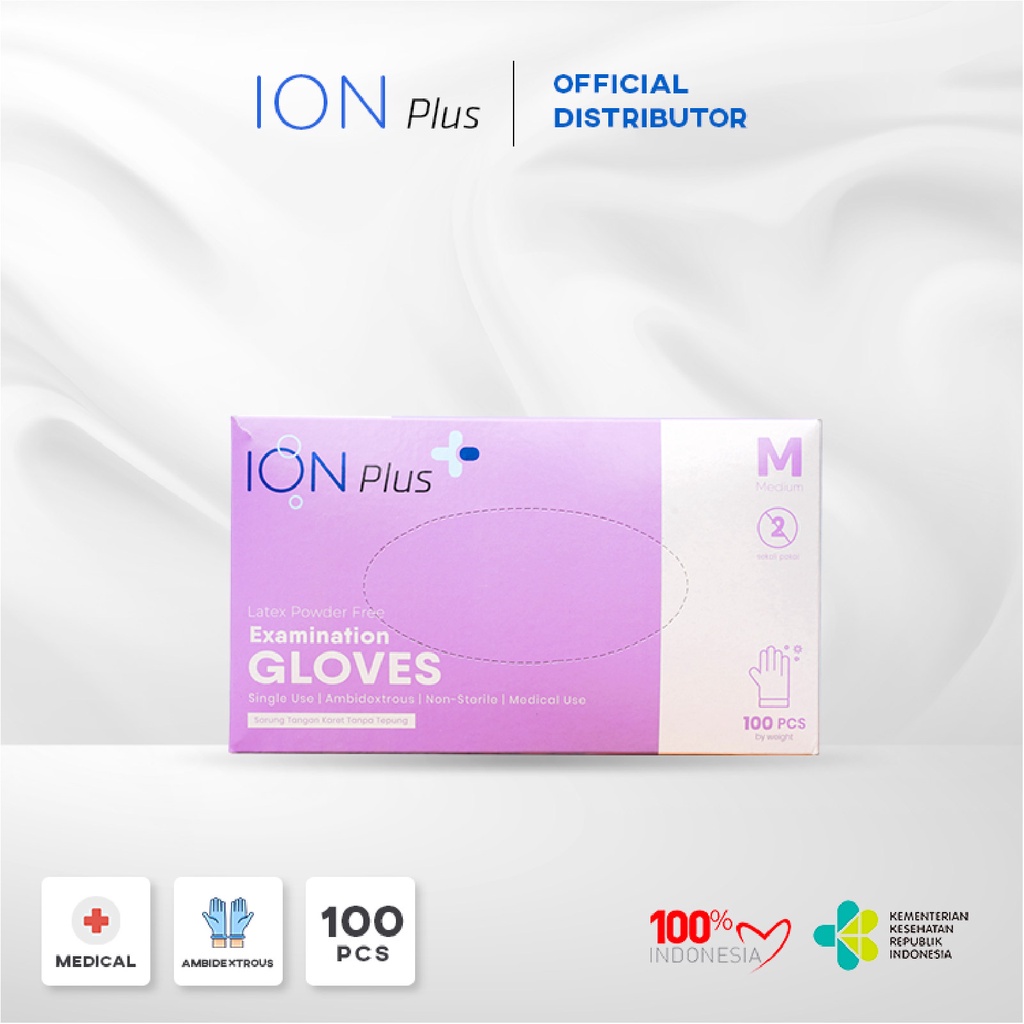 Sarung Tangan Latex ION PLUS Gloves Powder Free