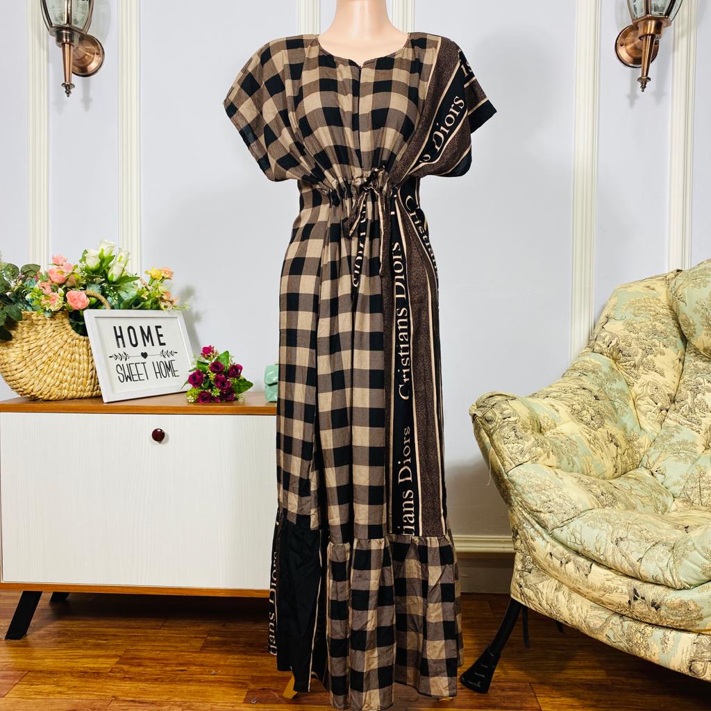 Daster Semata kaki Rayon Manohara Ruffle Busui Panjang Semata Kaki LD 120 Long Dress kekinian - Longdress semata kaki-Dior Flannel