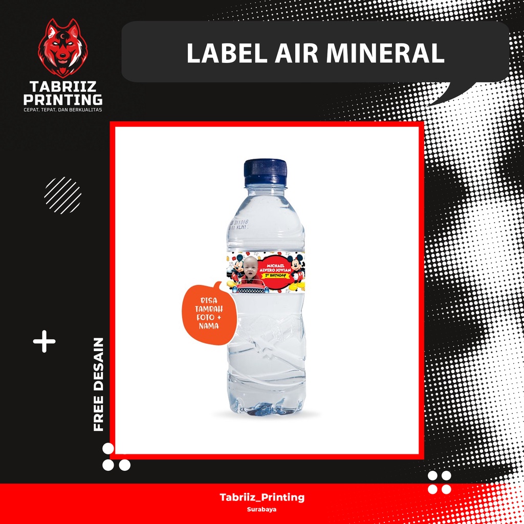 

[TABRIIZ PRINTING] Label Stiker Air Mineral 330ml Custom Full Colour