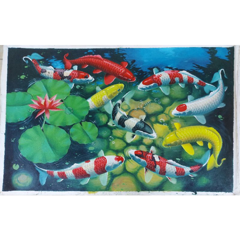 lukisan ikan koi 9ekor