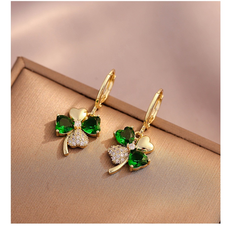 Anting Klip Desain Clover Gaya Korea Untuk Musim Panas